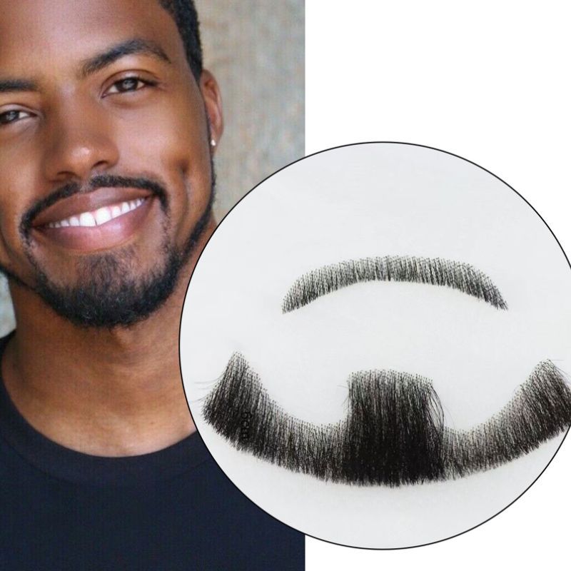 Face Fake Beard 100% Human Hair Face Beard Mustache For Men Fake Beard Swiss Lace Real Handmade Light Beard For Man Invisible Beards Beard And Moustache