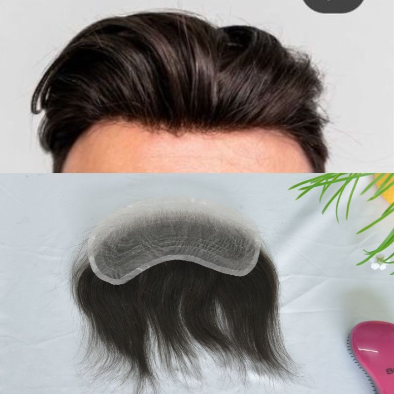 Straight Human Hair Toupee for Men - French Lace Base, 4x18 in, 6 in Hair Replacement System