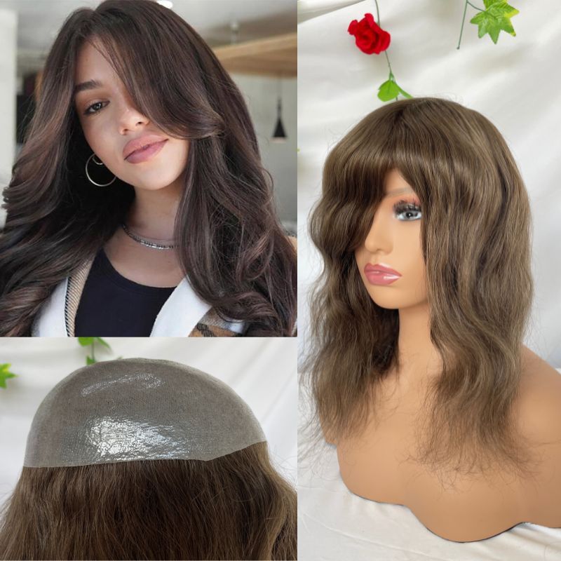 Brazilian Remy Human Hair Toupee for Men - PU Base, 8x10 in, 12 in, V-Looped Hair Replacement System