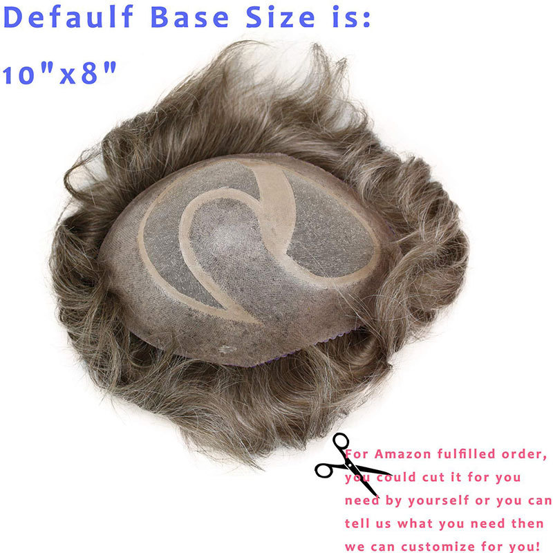Human Hair Men's Toupee Hair pieces 100% European Virgin Human Hair MONO With PU Replacement System For Men 10"x8" Human Hair Toupee Men 21# Color