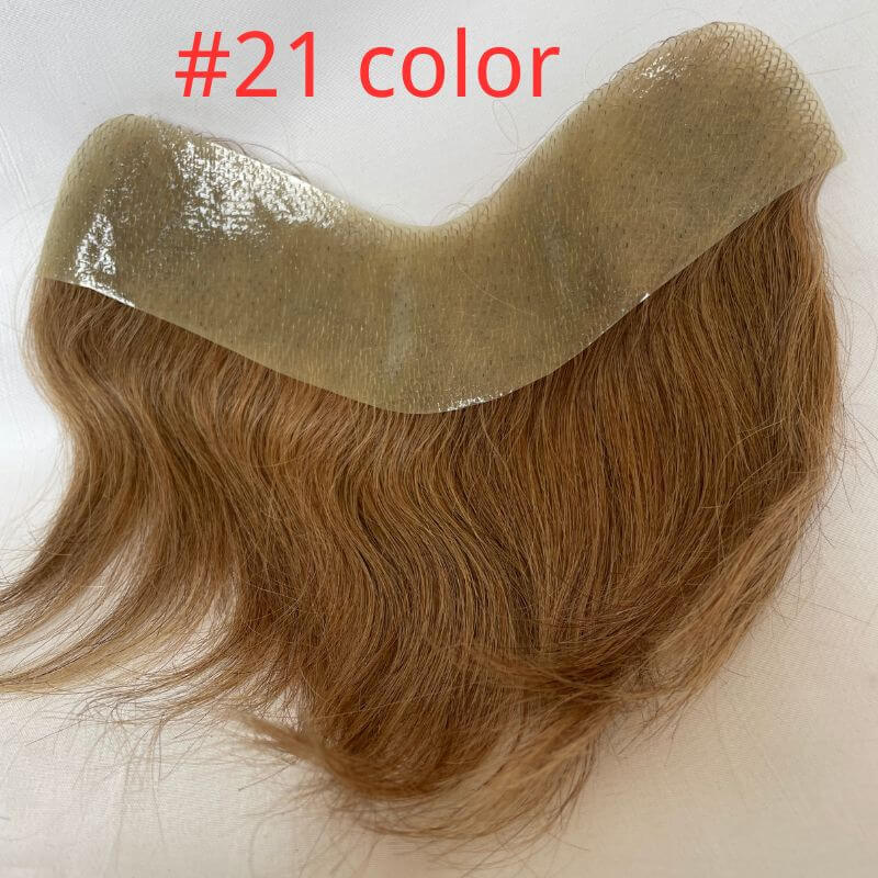 Men's Toupee 100%European Hair System V Shape Human Hairline Toupee For Men Replacement System V Frontal Toupee Thin Skin PU 6inch Light Brown 21 Color