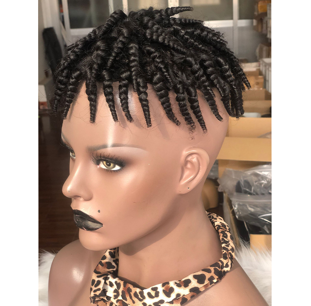 Afro Kinky Curly Human Hair Toupee for Men - French Lace Base, 10x8 in Hair Replacement System