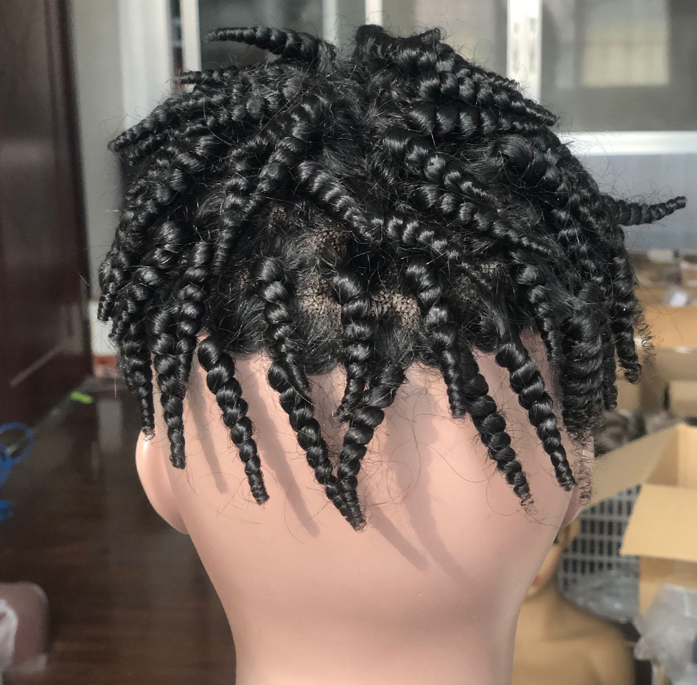 Afro Kinky Curly Human Hair Toupee for Men - French Lace Base, 10x8 in Hair Replacement System