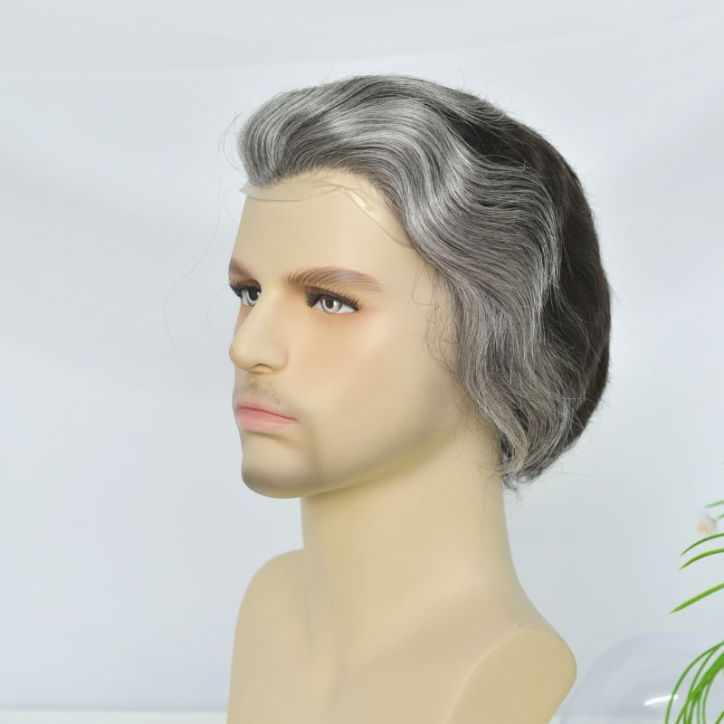 Synthetic Toupee for Men - Thin Skin Base, 10x8 in, V-Looped Hair Replacement System