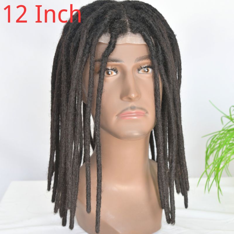 12inch Swiss Lace Base Afro Dreadlock Extensions Toupee For Men And Women 0.6cm Loc Extensions Human Hair System Dreadlock Men Toupee