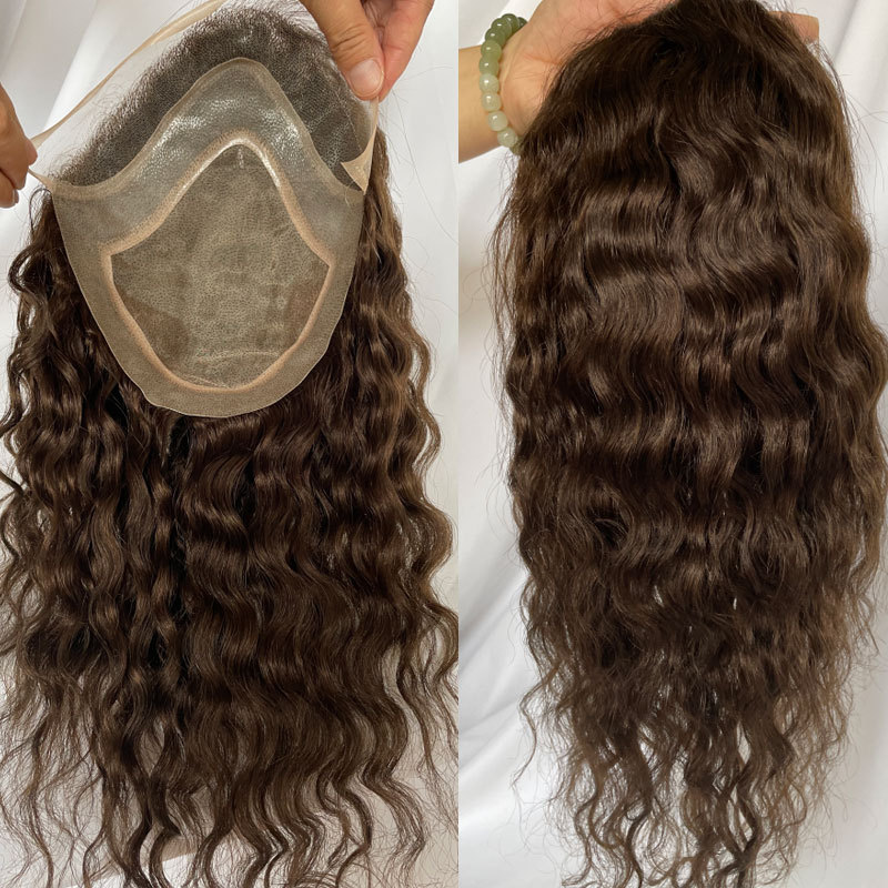 Curly Human Hair Toupee for Men - 12 in Hair Replacement System