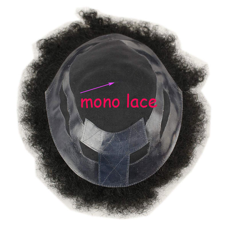 Afro Human Hair Toupee for Men - Monofilament Base Hair Replacement System