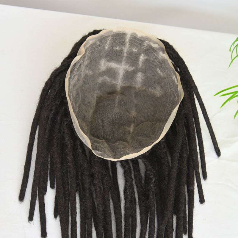 12inch Swiss Lace Base Afro Dreadlock Extensions Toupee For Men And Women 0.6cm Loc Extensions Human Hair System Dreadlock Men Toupee