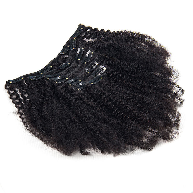 Afro Kinky Curly Remy Human Hair Clip-In Hair Extensions - Clip-In