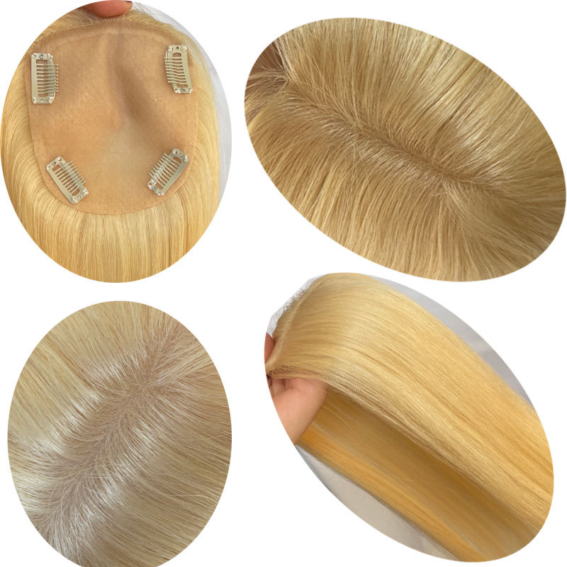 Straight Human Hair Topper for Women - Silk Base