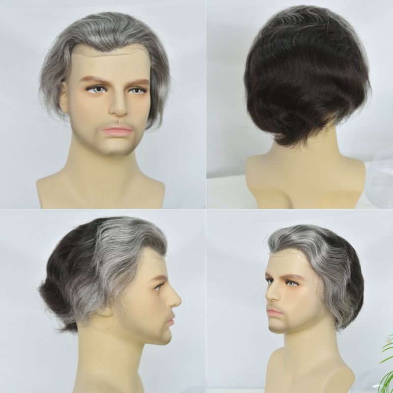 Synthetic Toupee for Men - Thin Skin Base, 10x8 in, V-Looped Hair Replacement System