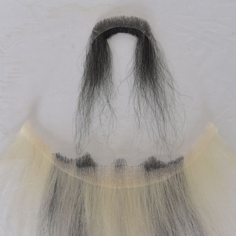 Long Face Fake Beard Black and White 100% Human Hair Face Beard Mustache For Men Fake Beard Swiss Lace Real Handmade Light Beard For Man Invisible Beard