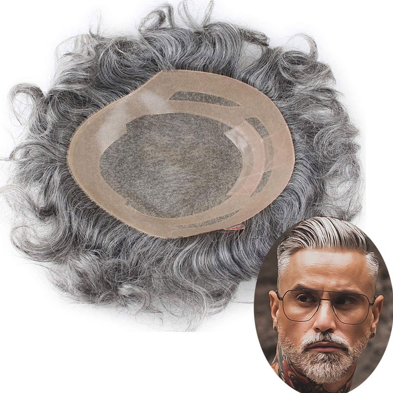 Indian Human Hair Toupee for Men - Monofilament Base, 10x8 in Hair Replacement System