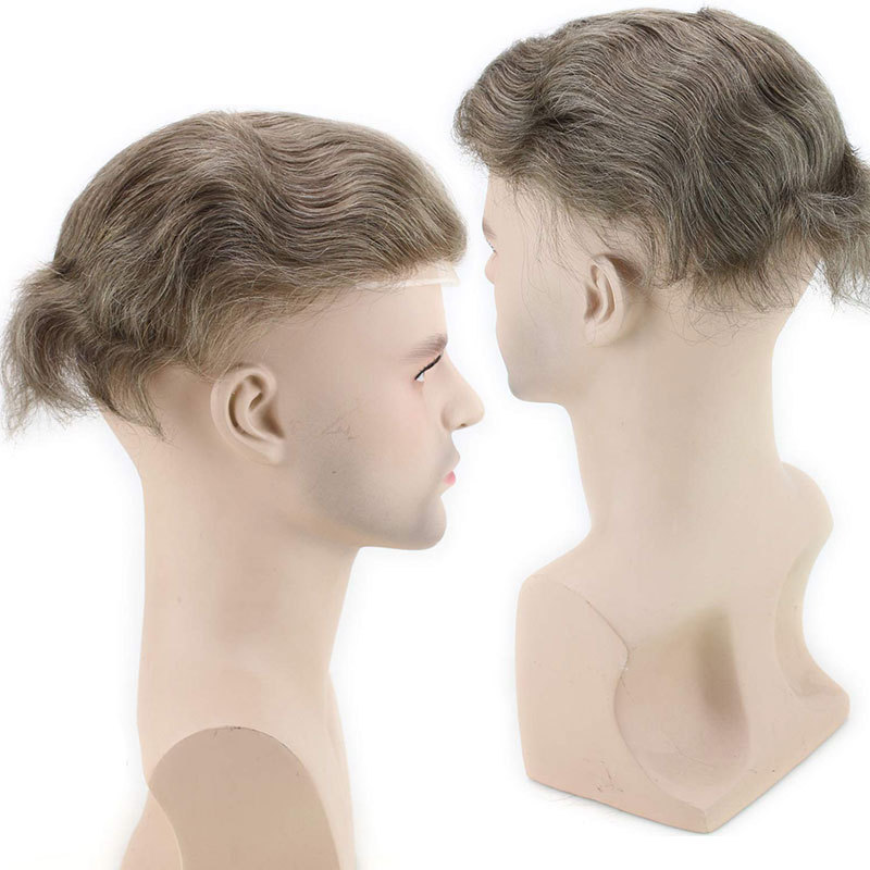 Celebrity Hair System Thin Skin Men's Hair Replacement Toupee Real Human Hair Pieces for Men #7 Light Brown Color Base Size 10x8
