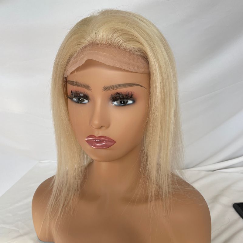 Q6 12 Inch Men Toupee French Lace Front PU Around 100% Human Hair  613 Color Toupee for Man V-loop Hair System 8X10inch Man Wig