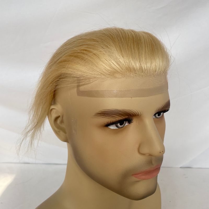Human Hair Toupee for Men - French Lace Base, Natural Hairline Hair Replacement System