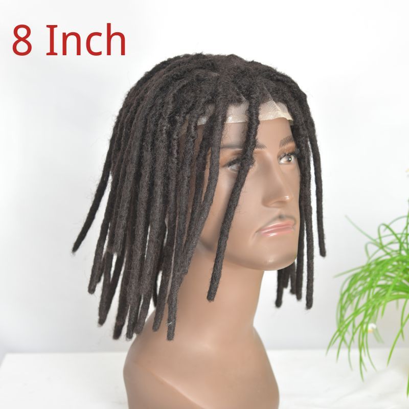 12inch Swiss Lace Base Afro Dreadlock Extensions Toupee For Men And Women 0.6cm Loc Extensions Human Hair System Dreadlock Men Toupee
