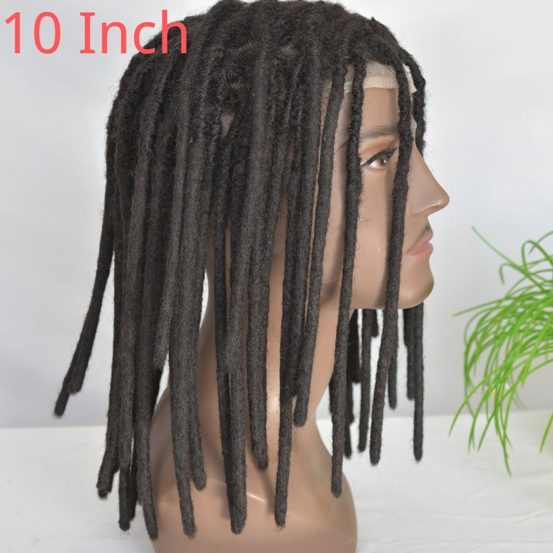12inch Swiss Lace Base Afro Dreadlock Extensions Toupee For Men And Women 0.6cm Loc Extensions Human Hair System Dreadlock Men Toupee