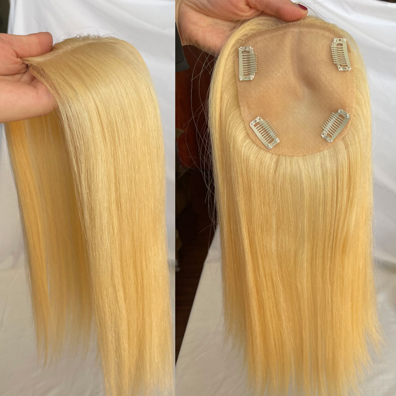 Straight Human Hair Topper for Women - Silk Base