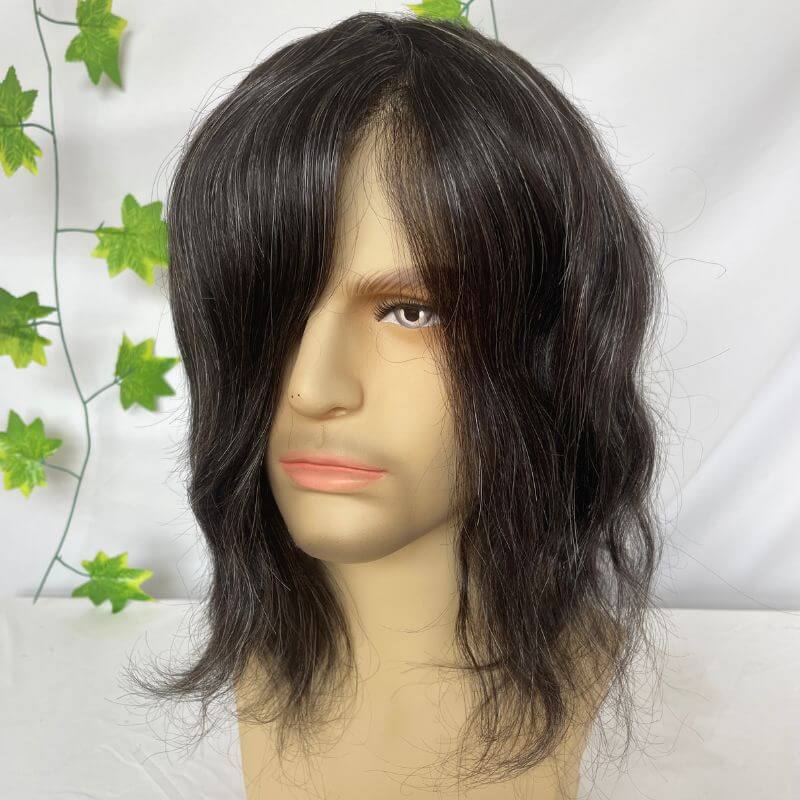 Synthetic Toupee for Men - Ultra Thin Skin Full PU Base, 8x10 in, 12 in, V-Looped Hair Replacement System
