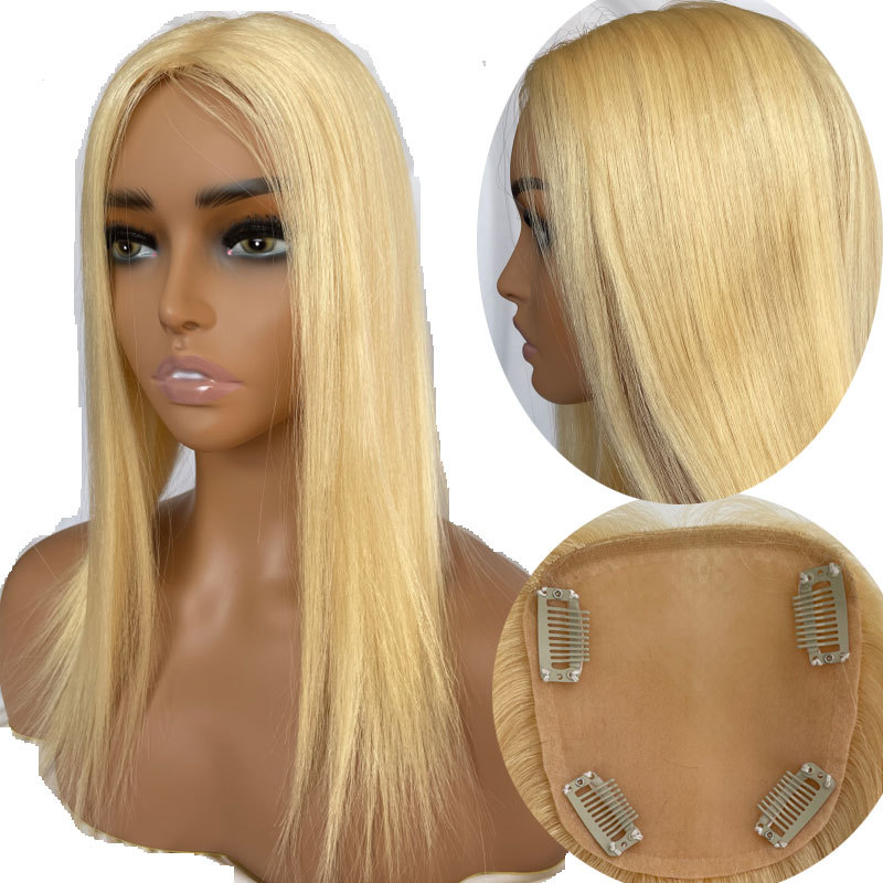 Straight Human Hair Topper for Women - Silk Base