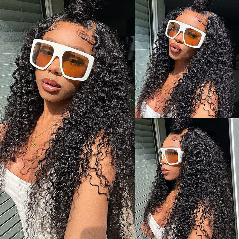 Afro Kinky Curly Brazilian Remy Human Hair Lace Frontal - 13x4 in, Pre-Plucked Hairline