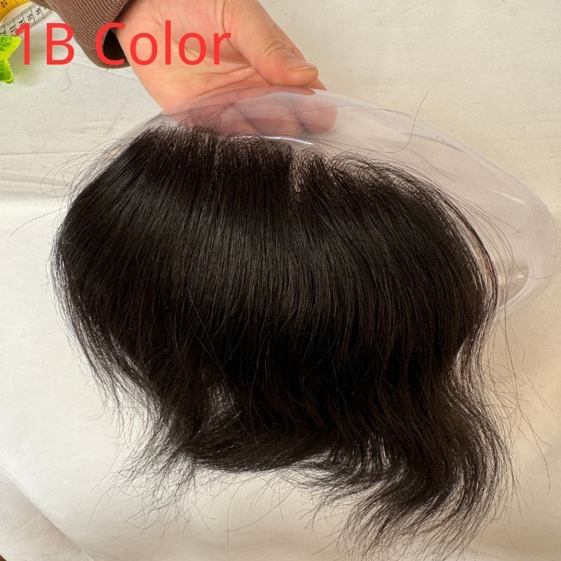 Human Hair Toupee for Men - Thin Skin Base, 7x16 in, V-Looped, Natural Hairline Hair Replacement System