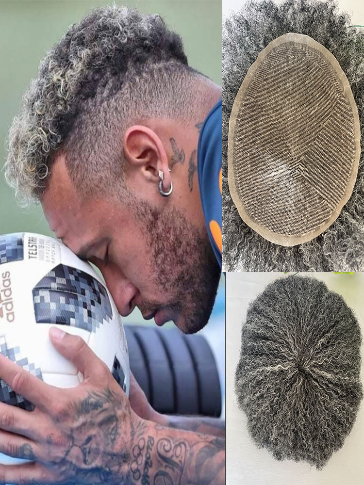 Afro Kinky Curly Human Hair Toupee for Men - Swiss Lace Base, 10x8 in Hair Replacement System