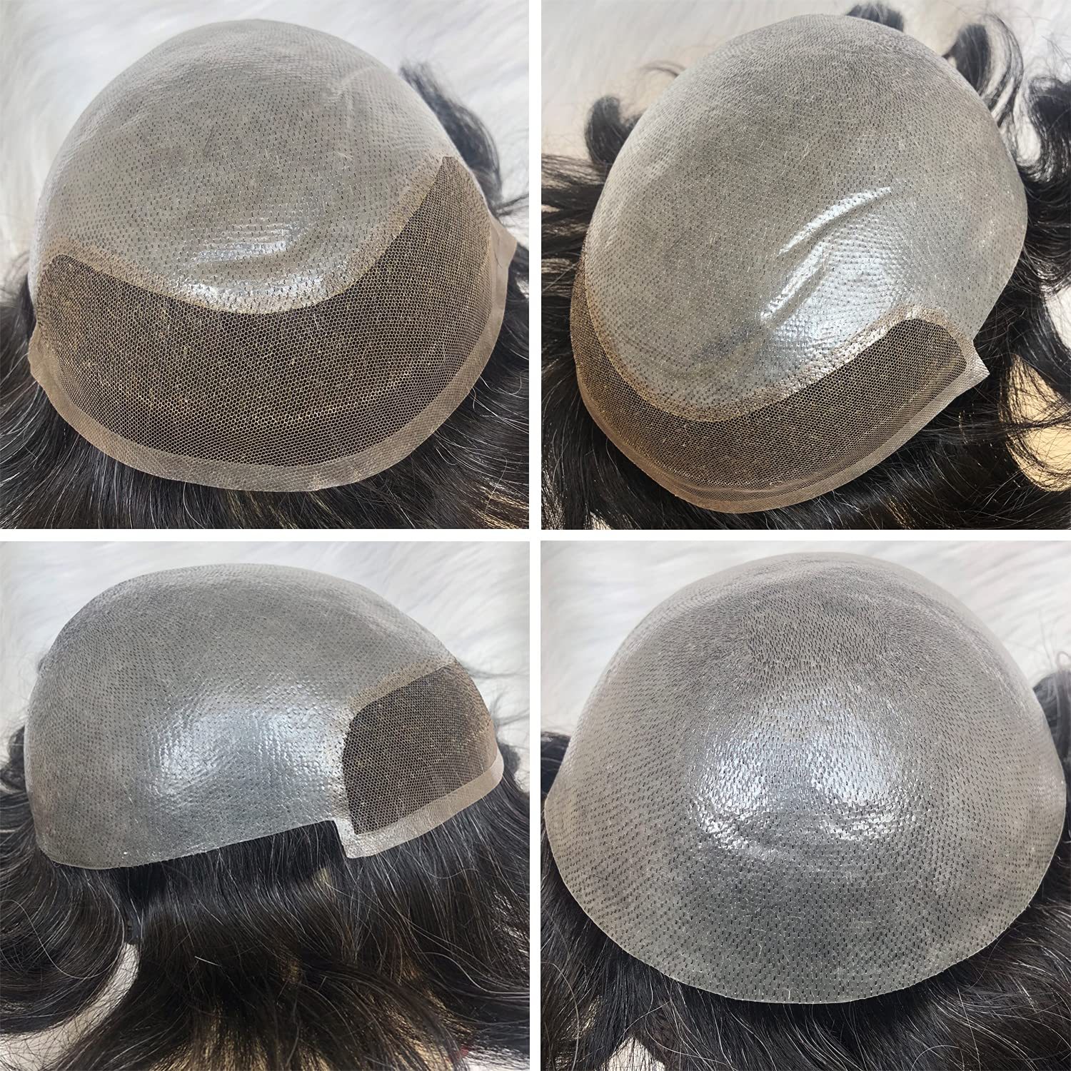 Toupee for Men 100% European Human Hair Swiss Lace Front Natural Hairline Hair Pieces 0.08mm Thin Skin PU V-looped Men's Hair Replacement System 8x10