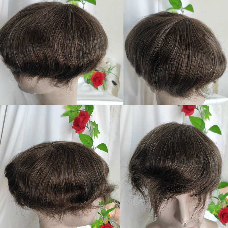 European Human Hair Toupee for Men - Monofilament Base, 10x8 in Hair Replacement System