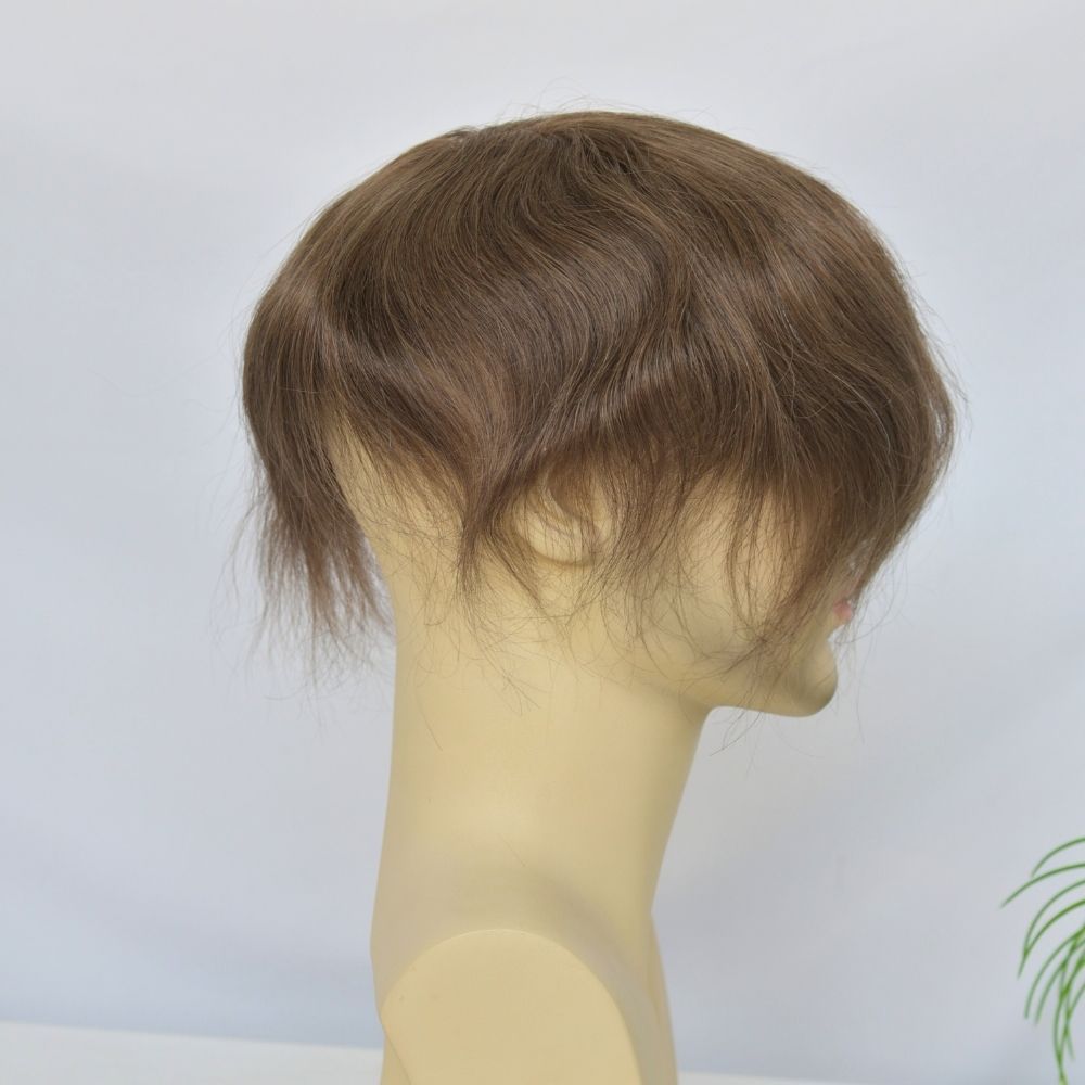 Toupee for Men Full Swiss Lace 100% Indian Human Hair for Men 7 Brown Color Hair System 10x8 Natural Hairline Men's Hair Replacement