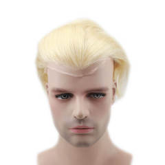 Human Hair Toupee for Men - Lace Front + PU Base, 10 in Hair Replacement System
