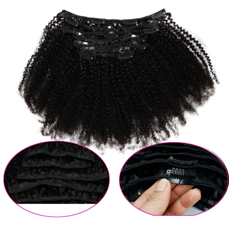 Afro Kinky Curly Human Hair Clip-In Hair Extensions - Clip-In
