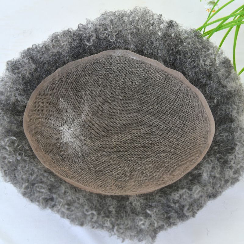 Voloria Hair Toupee For Men Human Hair Mens Wigs Hairstyles 360 Men Wave Swiss Full Lace Toupee 1B50 Grey Hair 8x10inch Hair System Afro Cruly