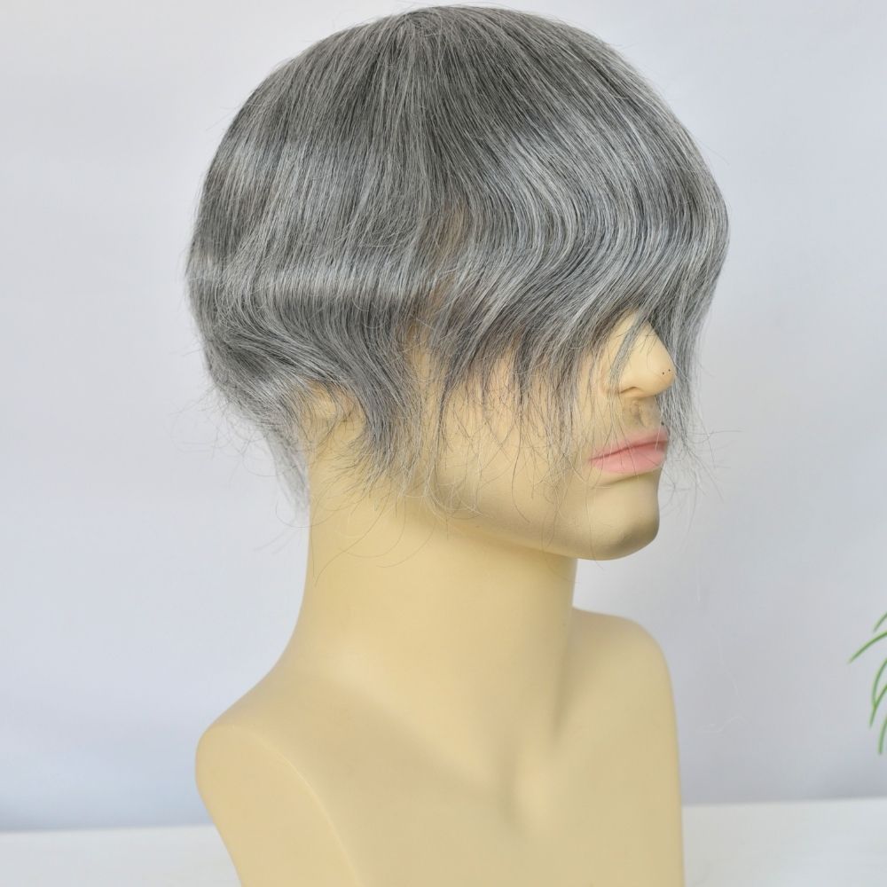 Toupee for Men Full Swiss Lace 100% Indian Human Hair for Men 7 Brown Color Hair System 10x8 Natural Hairline Men's Hair Replacement