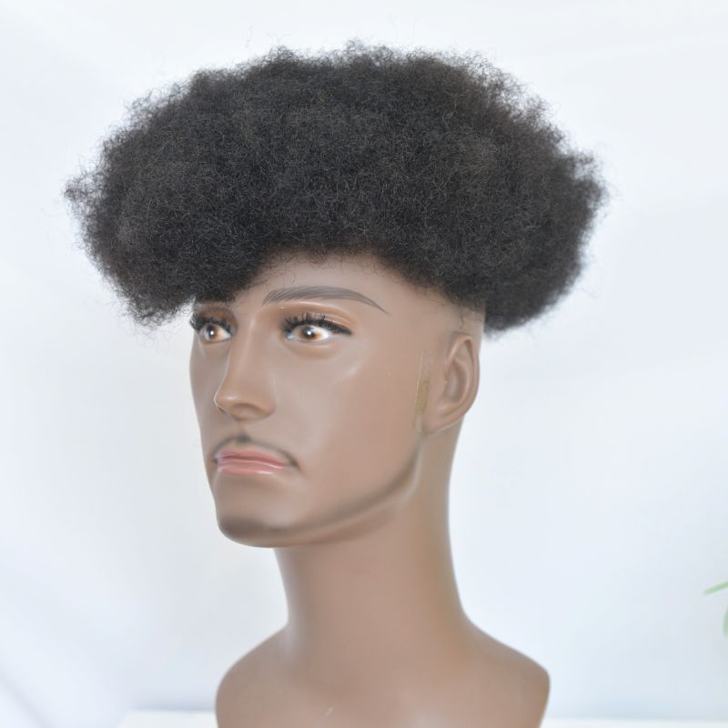 Afro Kinky Curly Men Toupee for Black Men Human Hair Toupee for Men Australia Base Mono with PU 8x10inch Hair System 150% Density