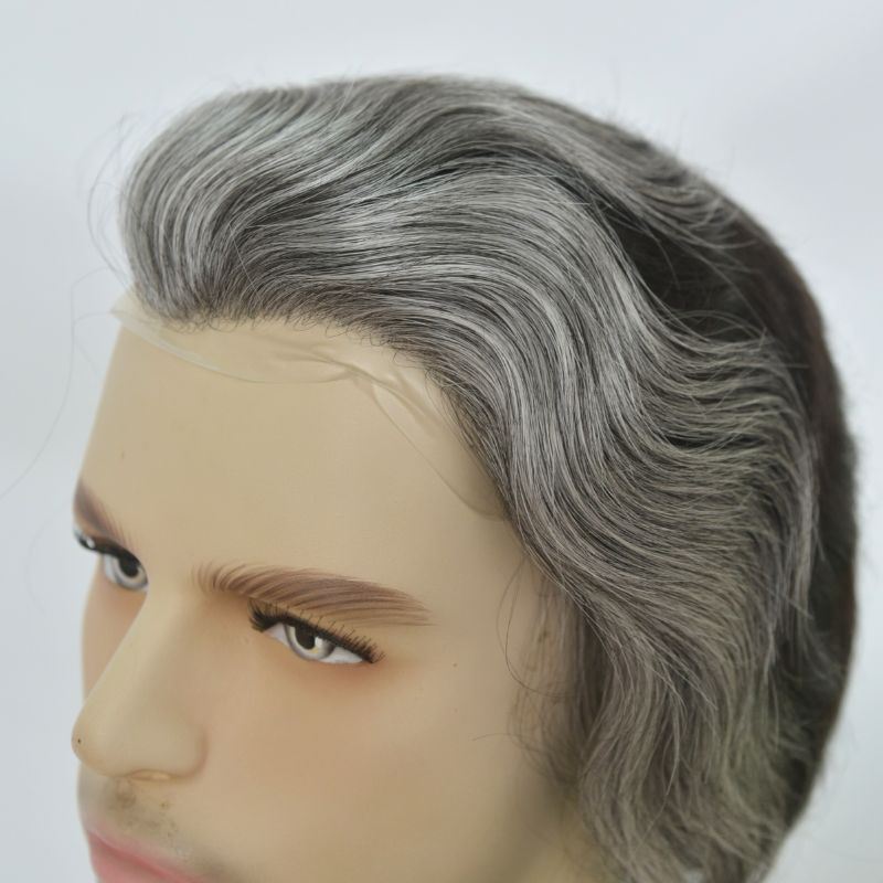 Synthetic Toupee for Men - Thin Skin Base, 10x8 in, V-Looped Hair Replacement System