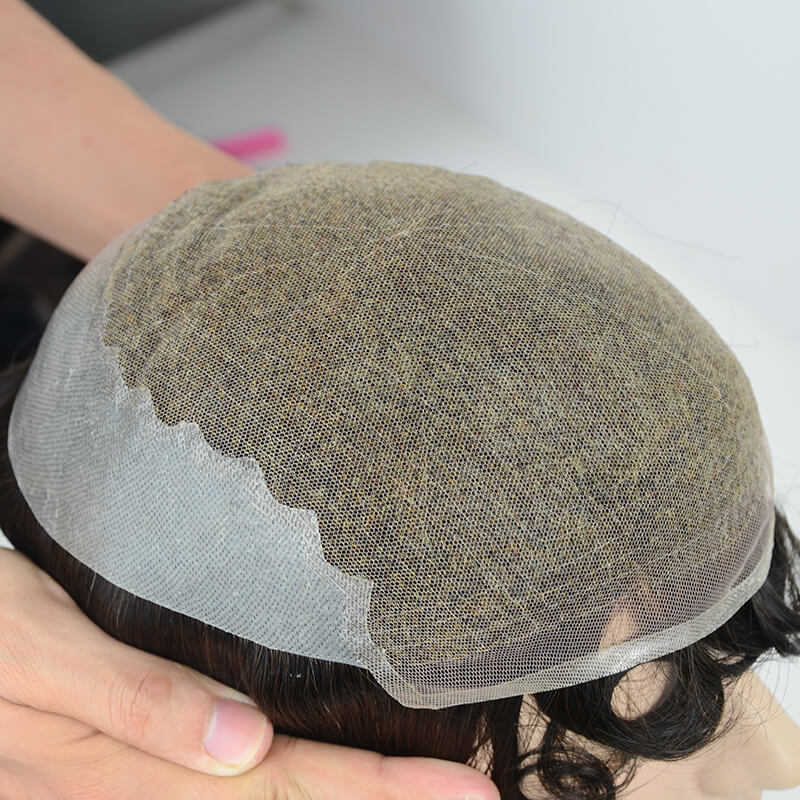 Q6 Human Hair Toupee for Men - Thin Skin + French Lace Base Hair Replacement System