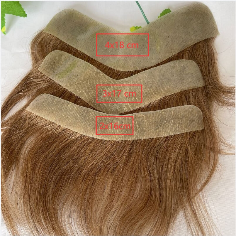 Men's Toupee 100%European Hair System V Shape Human Hairline Toupee For Men Replacement System V Frontal Toupee Thin Skin PU 6inch Light Brown 21 Color