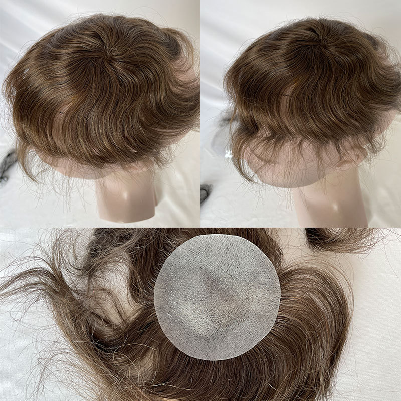 Men's Toupee Hair System - Thin Skin, 8x8 in, V-Looped - Model 3349