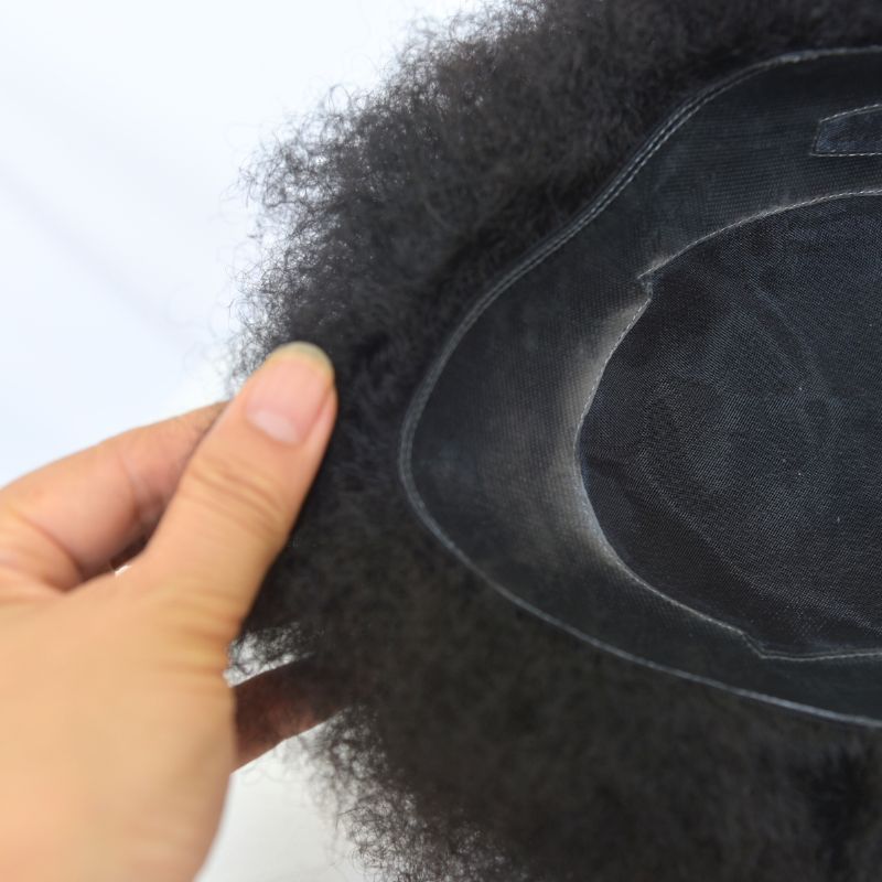 Afro Kinky Curly Men Toupee for Black Men Human Hair Toupee for Men Australia Base Mono with PU 8x10inch Hair System 150% Density