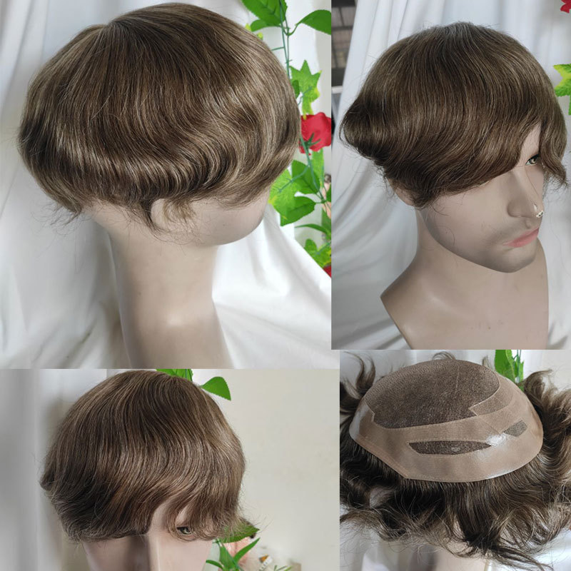 European Human Hair Toupee for Men - Monofilament Base, 10x8 in Hair Replacement System
