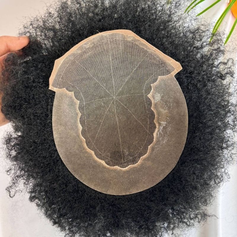 Q6 Afro Human Hair Toupee for Men - 10x8 in Hair Replacement System