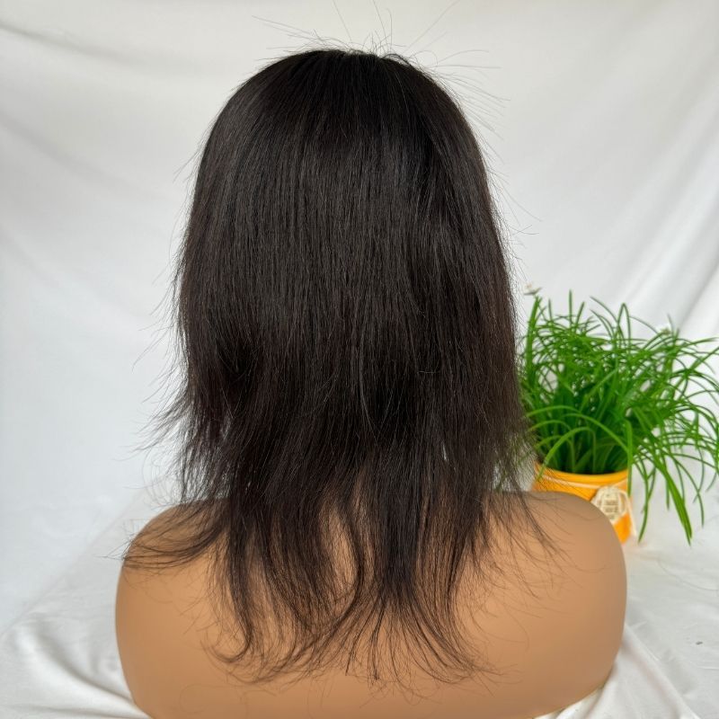 Voloria Women Toupee 5x5 Silk Base Wig for Women 100% Cambodian Human Hair Wigs Glueless Natural Black Wigs 6-7 Inch