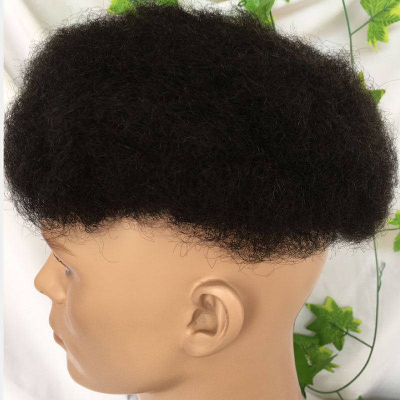 Afro Human Hair Toupee for Men - Monofilament Base Hair Replacement System