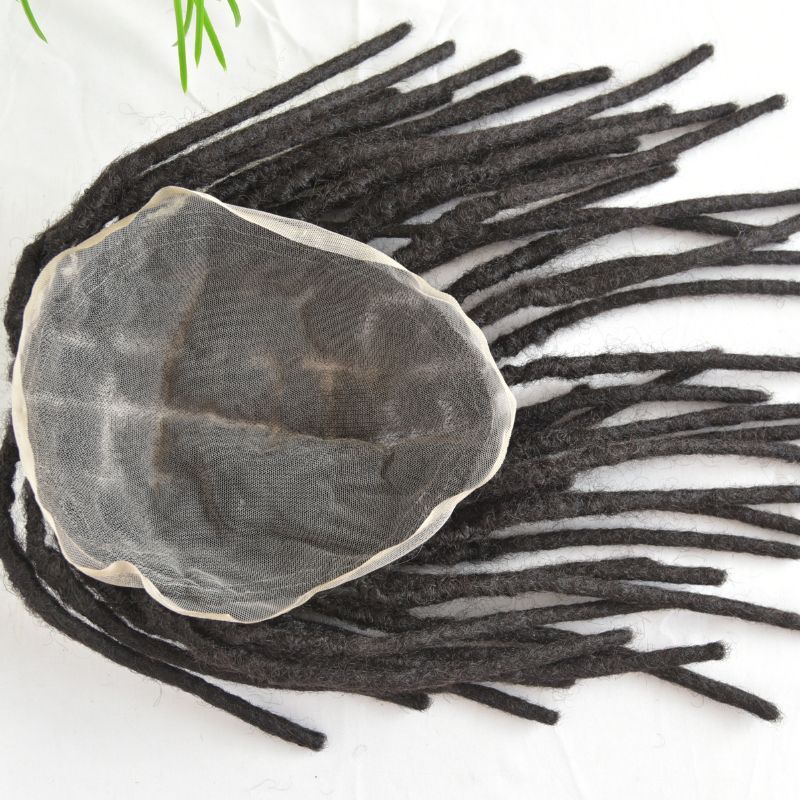 12inch Swiss Lace Base Afro Dreadlock Extensions Toupee For Men And Women 0.6cm Loc Extensions Human Hair System Dreadlock Men Toupee