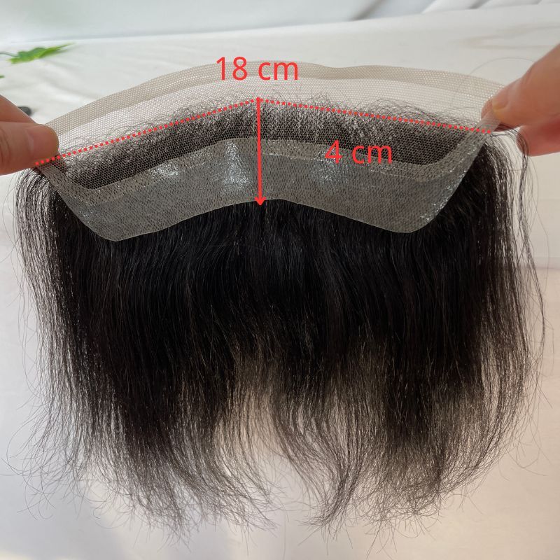 Transparent HD Invisible Lace Hairline French Lace Front Mens Frontal Hairpiece for Receding Natural Hairline V-Shape Lace Poly PU Forehead Human Hair Replacement System Toupee for Men White 1B and  Natural  Color