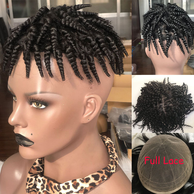 Afro Kinky Curly Human Hair Toupee for Men - French Lace Base, 10x8 in Hair Replacement System