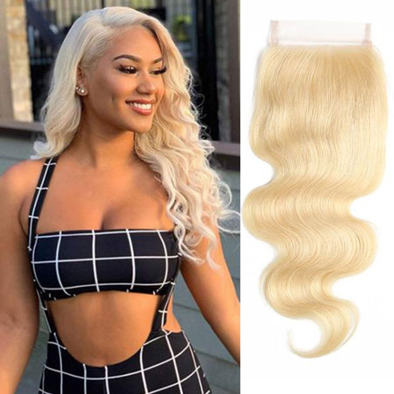 4x4 Lace Closure 613 HD Blonde Straight Hair Closure Human Hair Brazilian Hair Body Wave Lace Closure Remy Hair Pre Plucked Lace Closure For Black Women