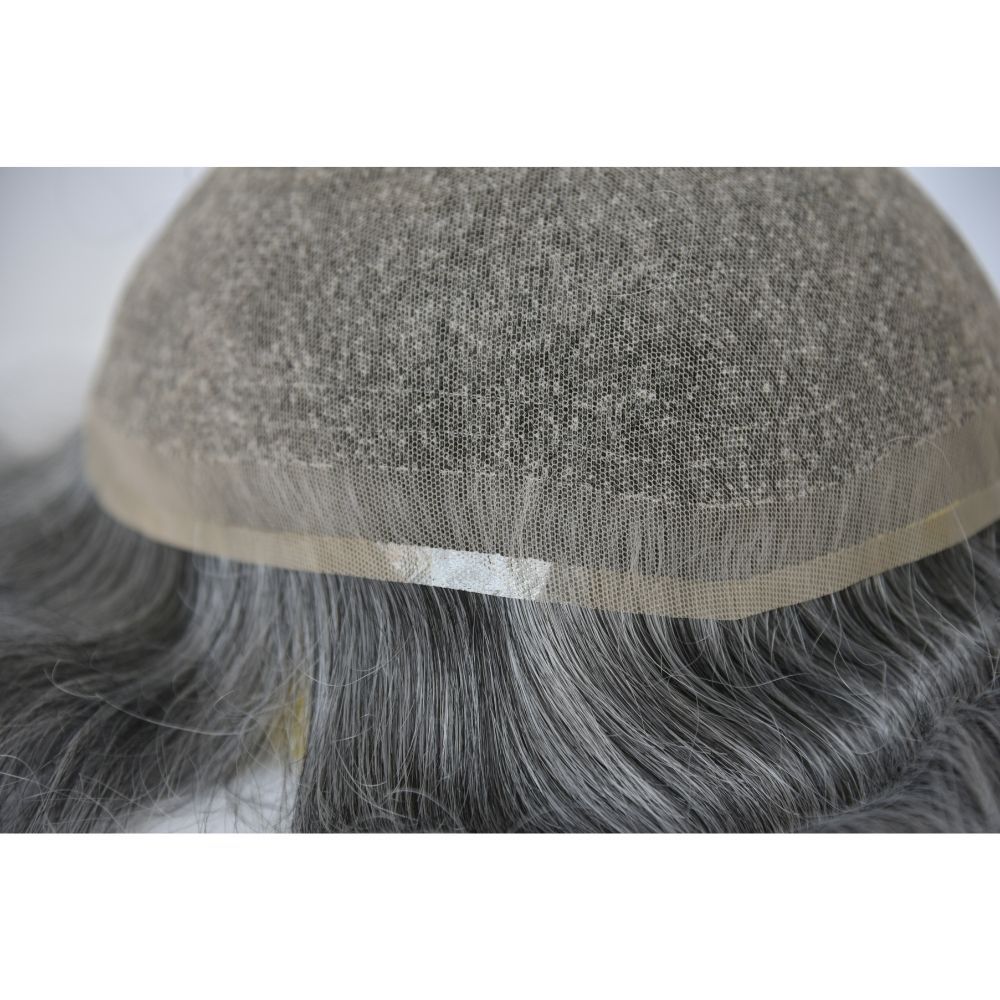 Toupee for Men Full French Lace 100% Indian Human Hair for Men  1B40 40% Black Human Hair Mixed 60% Synthetic Grey Hair System 10x8 Natural Hairline Men's Hair Replacement